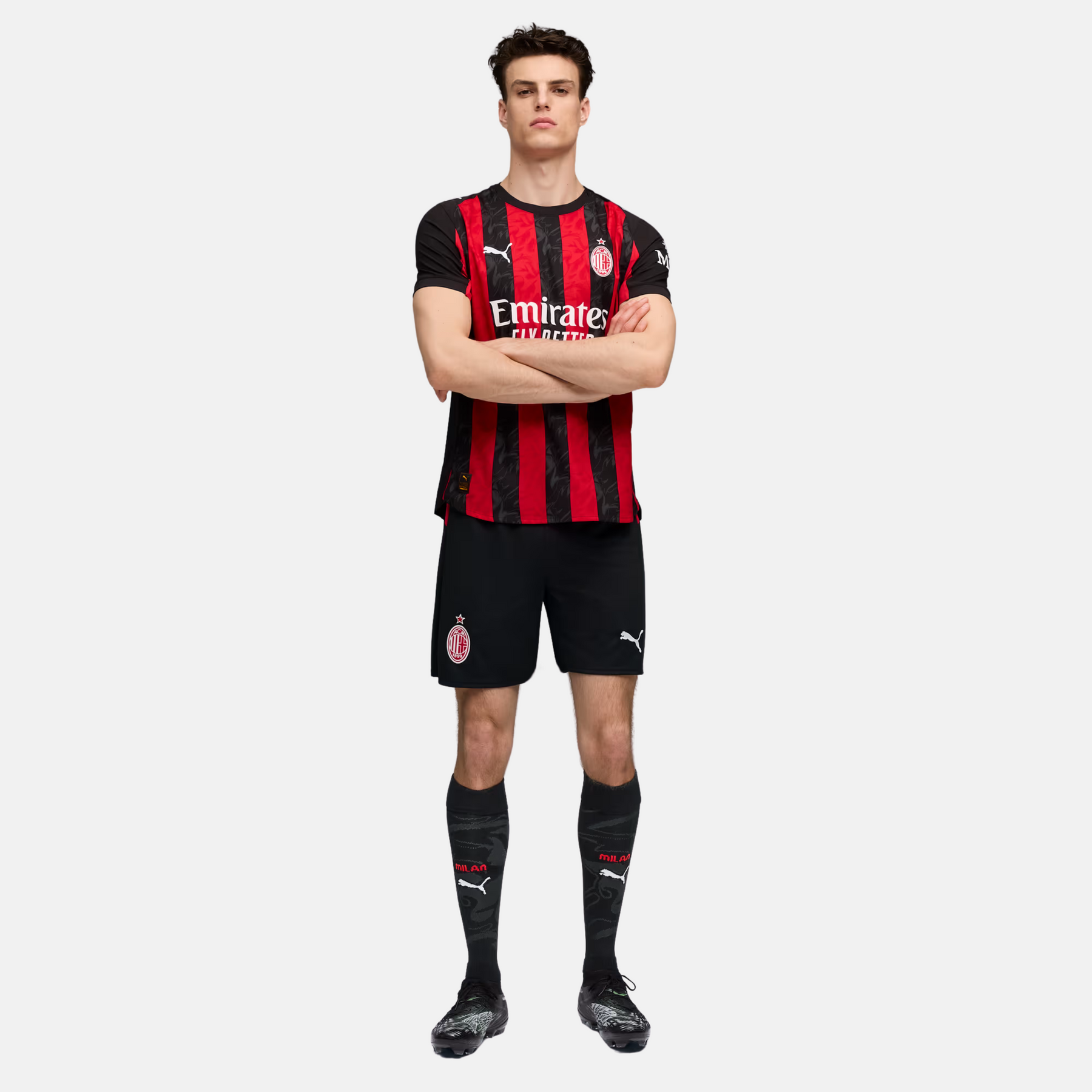 Camisa AC Milan I 25/26 Torcedor Masculina – Vermelha e Preta