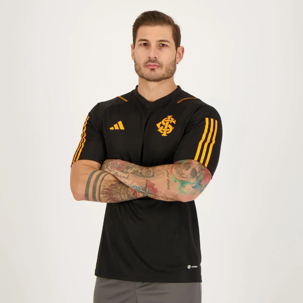 Camisa Adidas Internacional Treino Comissão 2023 Preto+Laranja