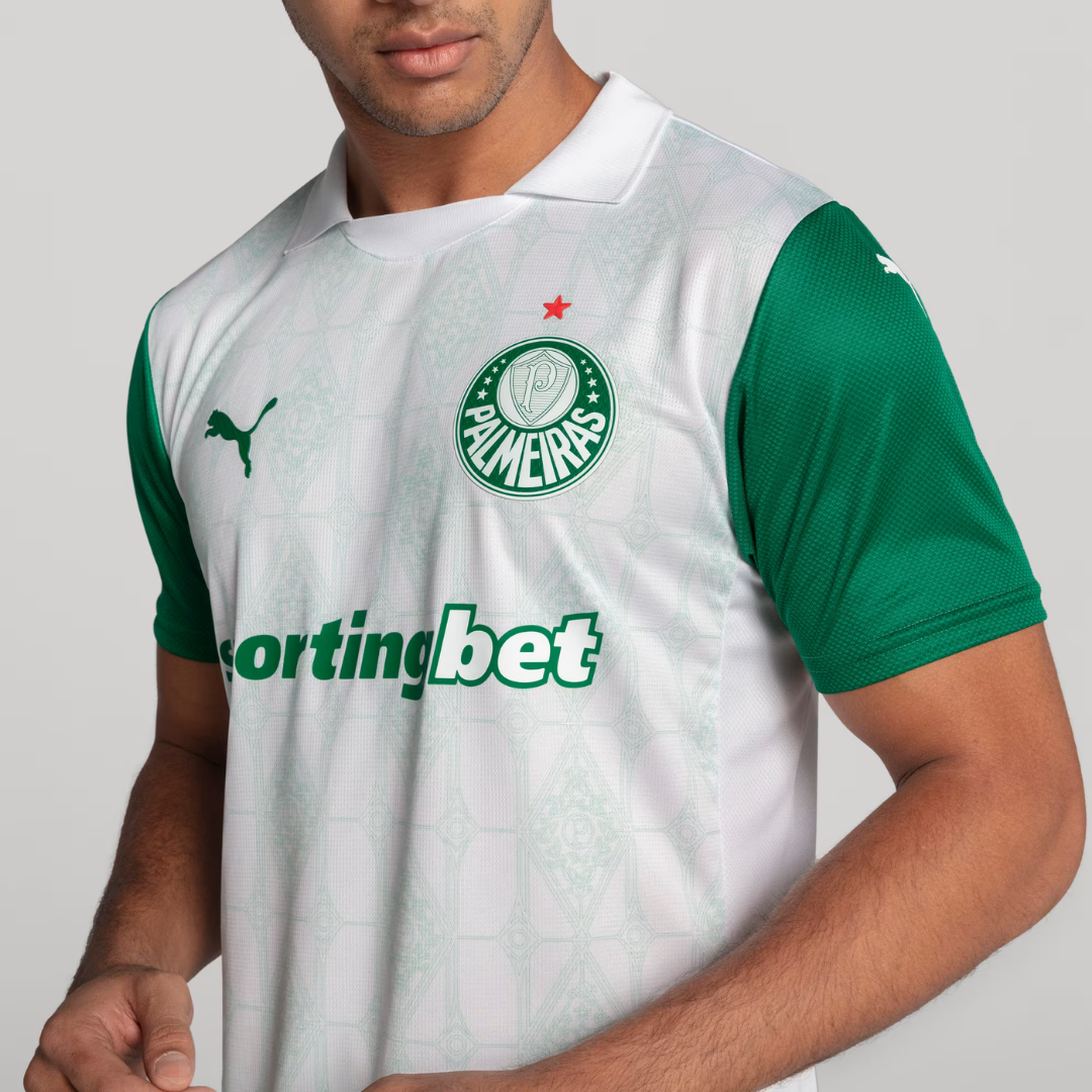 Camisa Palmeiras II AWAY 2025 Torcedor Branco+Verde