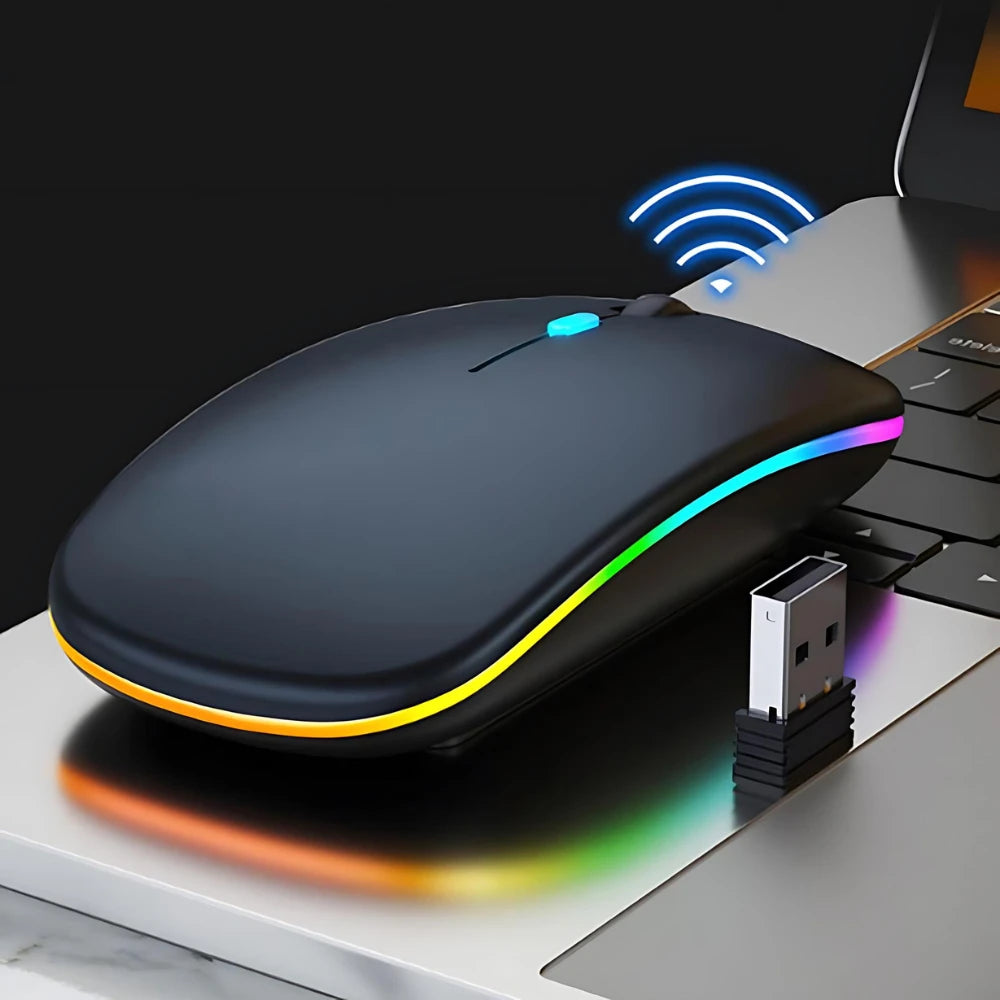 Mouse Sem Fio Recarregável com Iluminação RGB