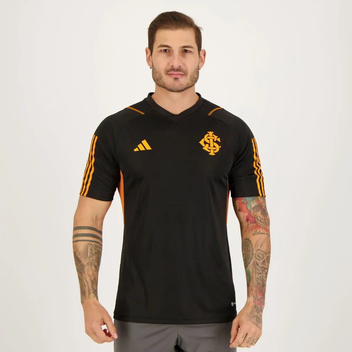 Camisa Adidas Internacional Treino Comissão 2023 Preto+Laranja