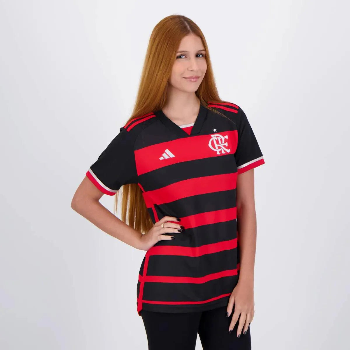 Camisa Flamengo I 2024 Feminina Torcedora Preto+Vermelho