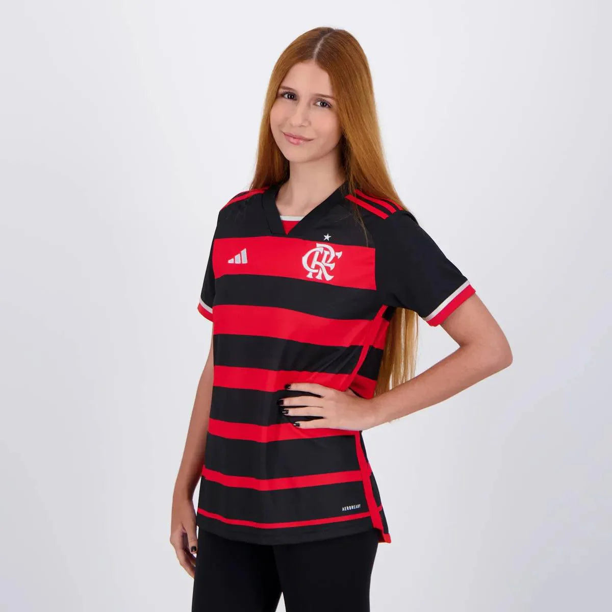 Camisa Flamengo I 2024 Feminina Torcedora Preto+Vermelho
