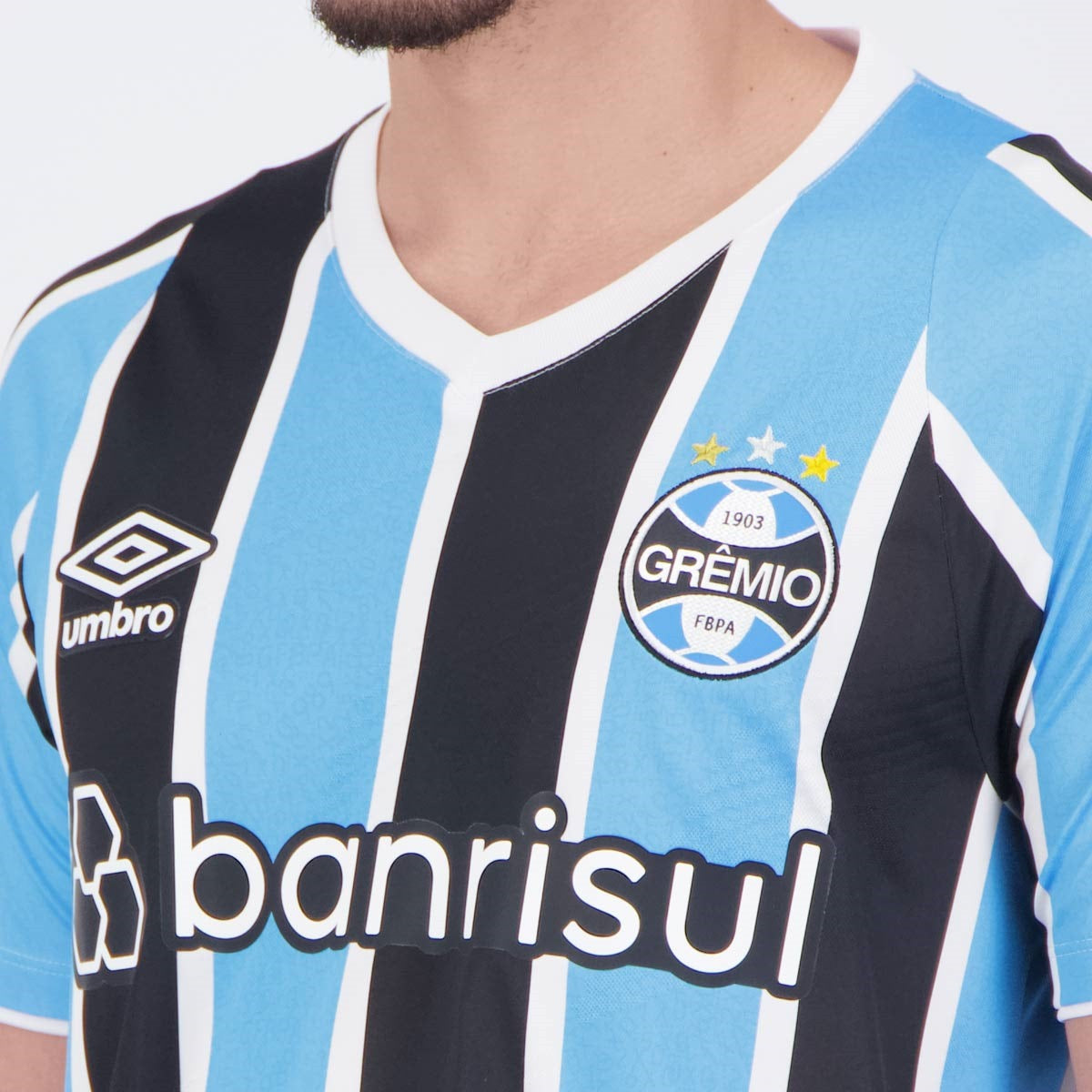 Camisa Grêmio I 24/25 Torcedor Masculina Branco+Preto+Azul