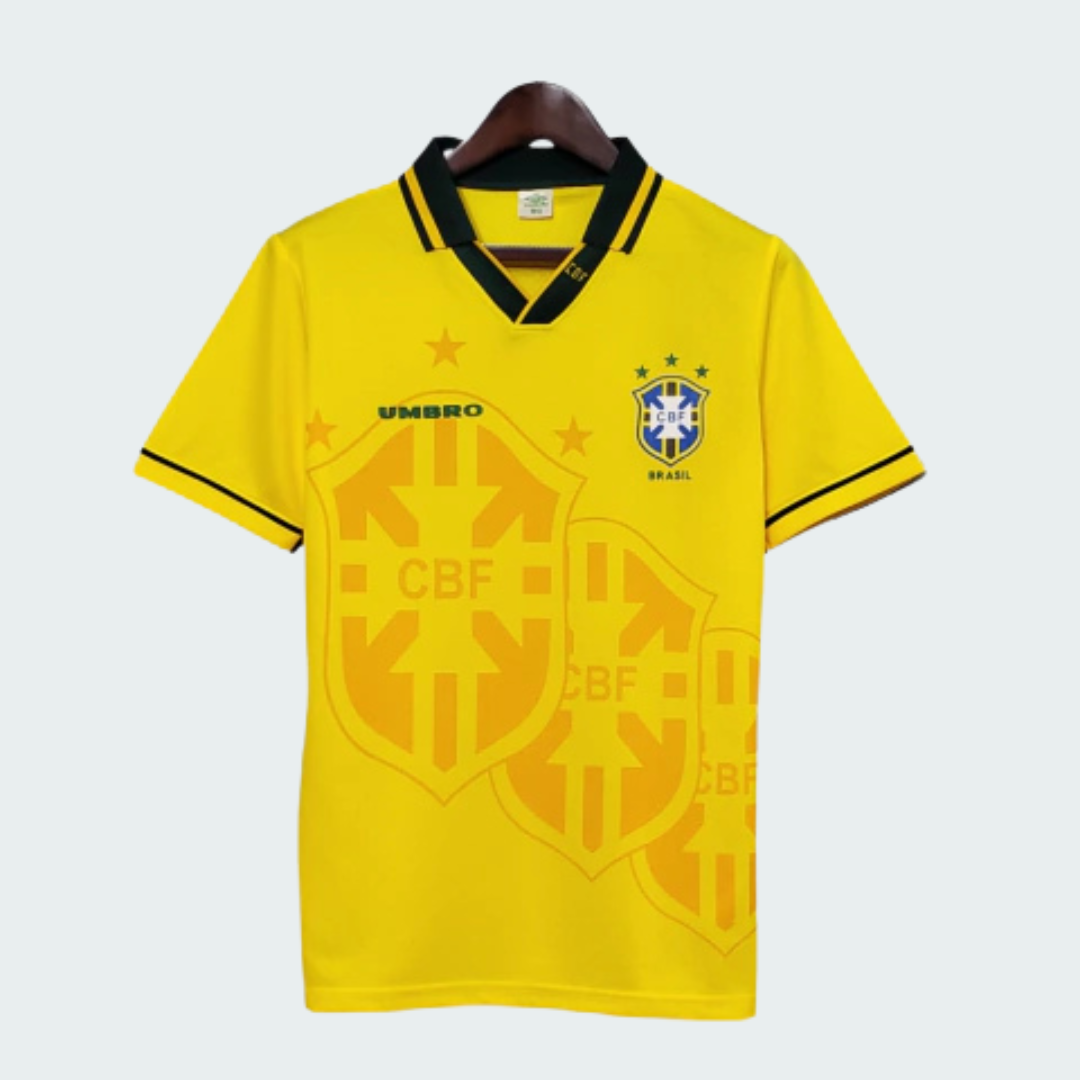 Camisa Retrô Seleção Brasileira Masculina Amarela Torcedor