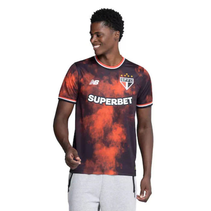 Camisa do São Paulo III 24 Torcedor Masculina Vermelho+Preto