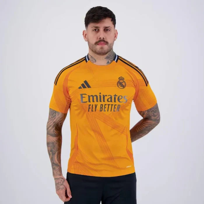 Camisa Real Madrid 2025 Adidas Away Masculina Torcedor Laranja