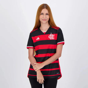 Camisa Flamengo I 2024 Feminina Torcedora Preto+Vermelho