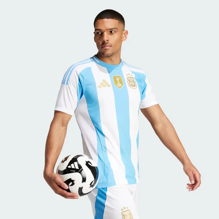 Camisa l Argentina 24 Torcedor Masculino Azul+Branco