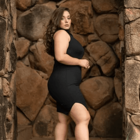 Vestido Ribana Plus Size Gola Alta Moda Feminina Ousada Tendência