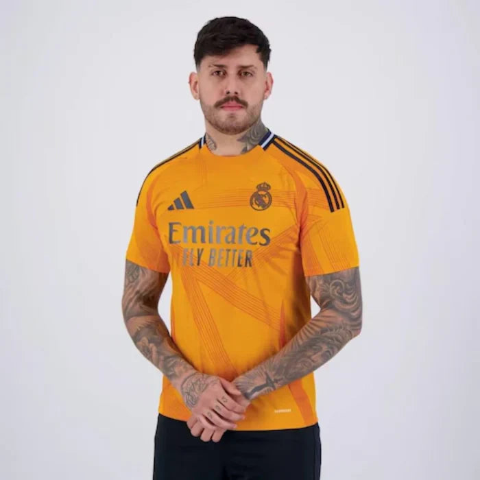 Camisa Real Madrid 2025 Adidas Away Masculina Torcedor Laranja