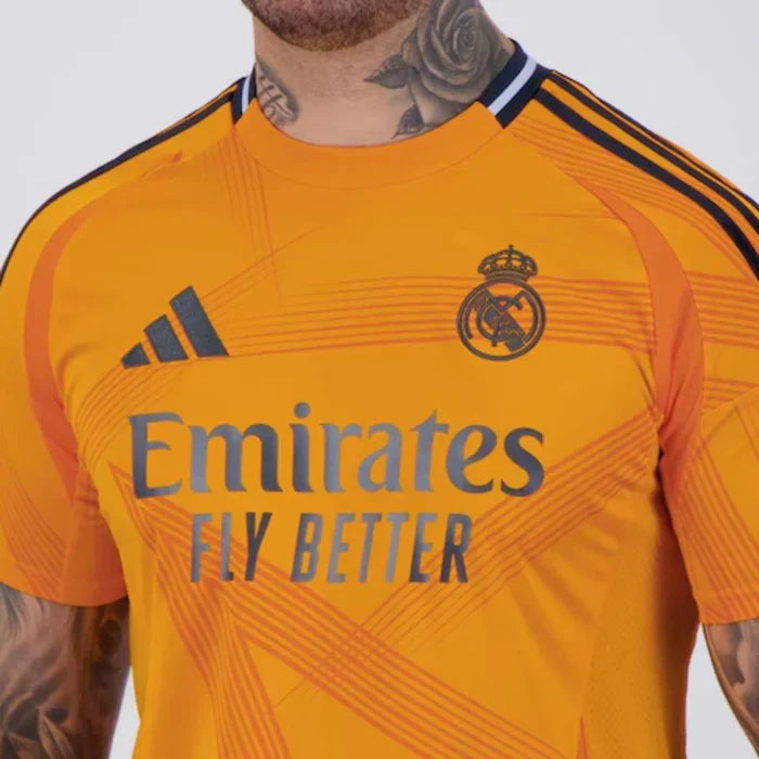 Camisa Real Madrid 2025 Adidas Away Masculina Torcedor Laranja