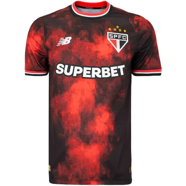 Camisa do São Paulo III 24 Torcedor Masculina Vermelho+Preto