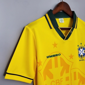 Camisa Retrô Seleção Brasileira Masculina Amarela Torcedor