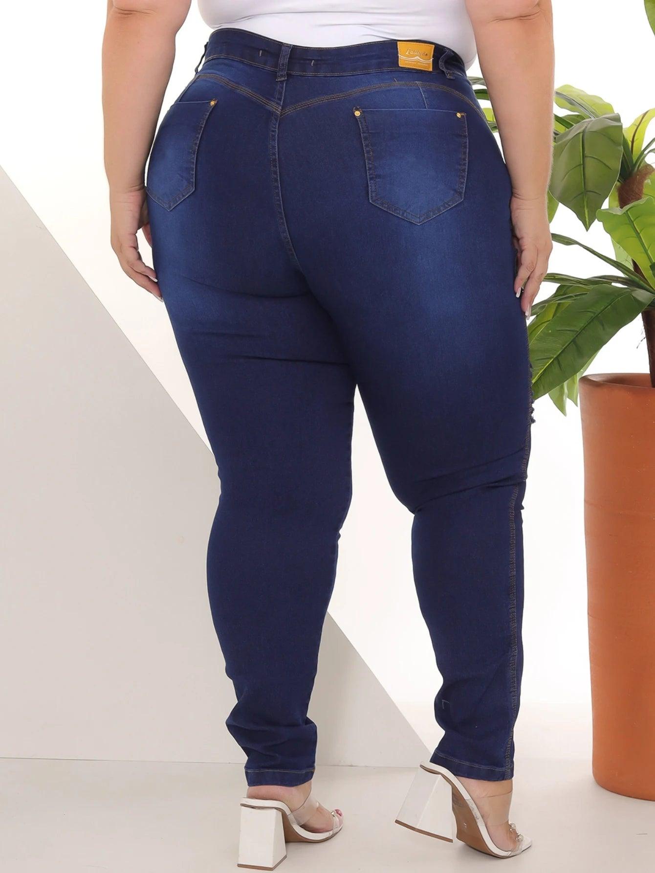 Calça Jeans Skinny Plus Size com Cinta Lipo Modeladora – Milaa