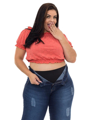 Calça Jeans Skinny Plus Size com Cinta Lipo e Cintura Alta – Milaa