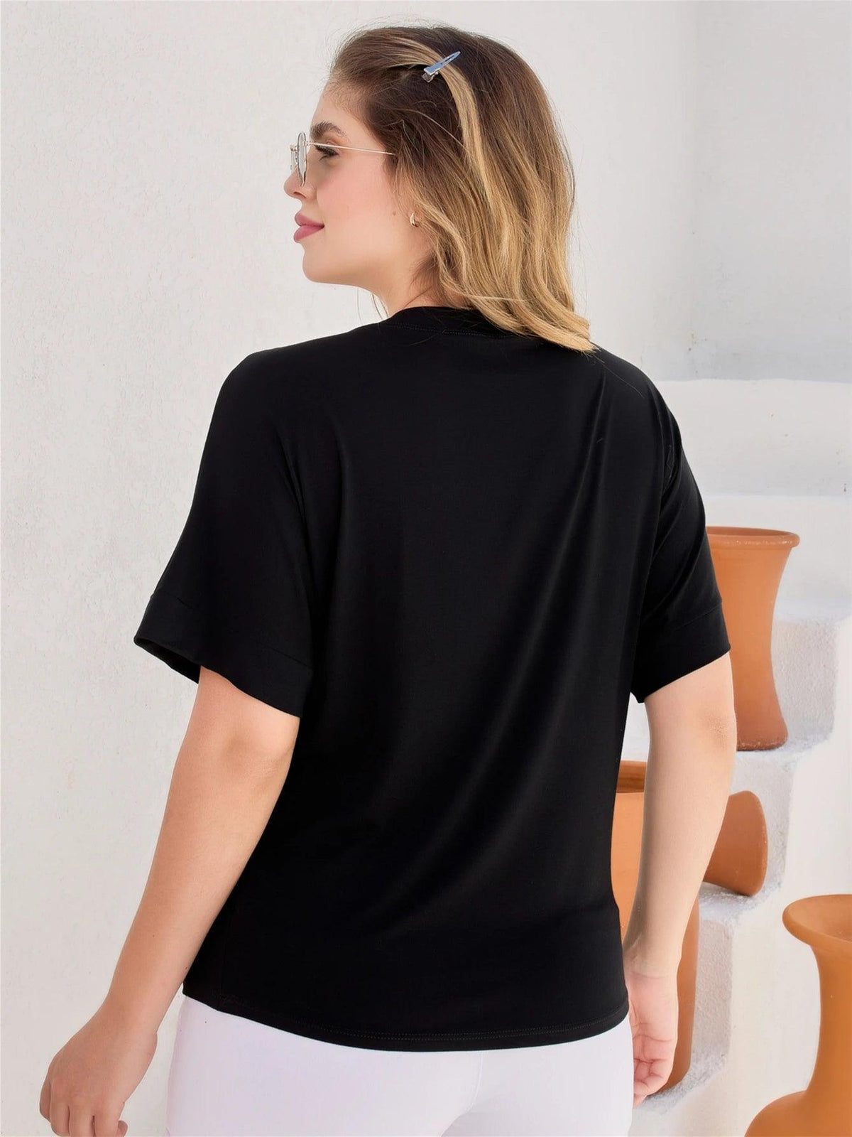 Blusa Feminina Plus Size Manga Curta