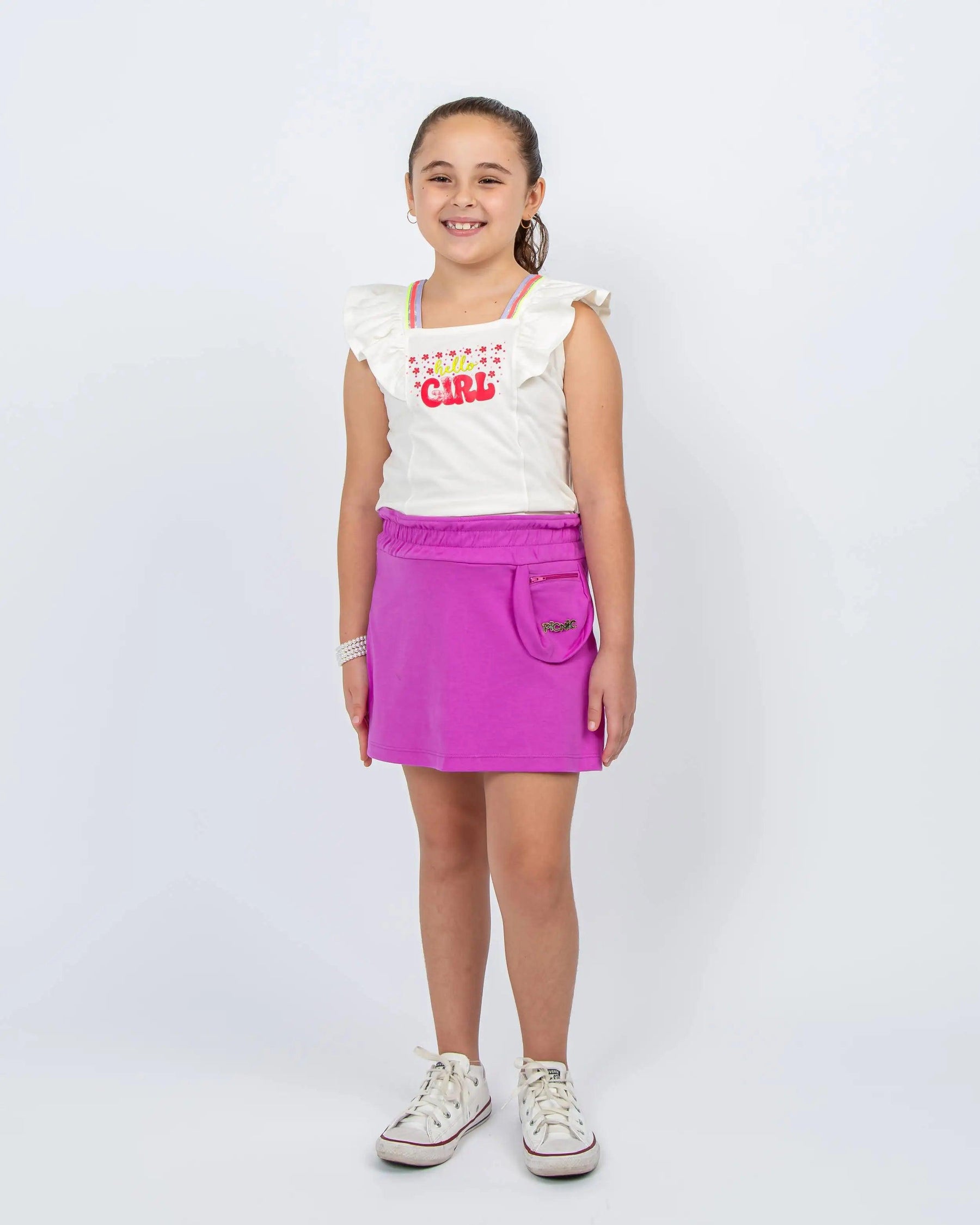 Conjunto Infantil Feminino: Saia e Cropped