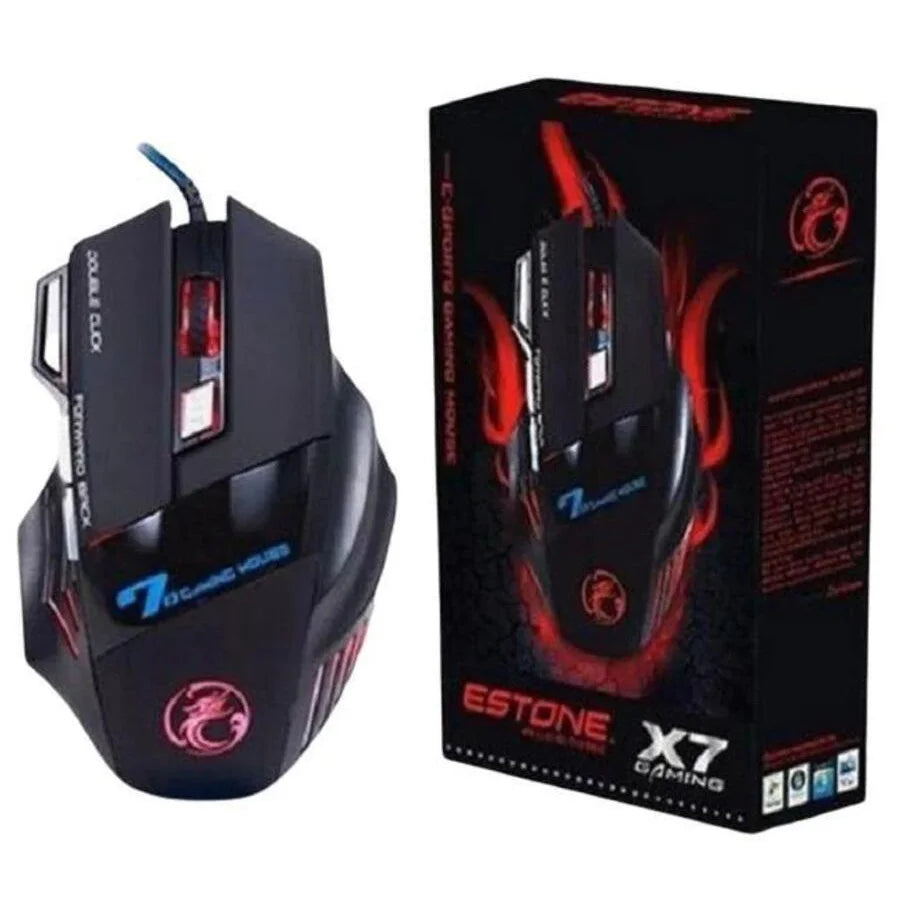 Mouse Gamer com Fio X7 – LED RGB, 3200 DPI, 7 Botões Programáveis, USB