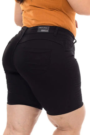 Bermuda Pedal Plus Size Feminina Preta - Cintura Alta