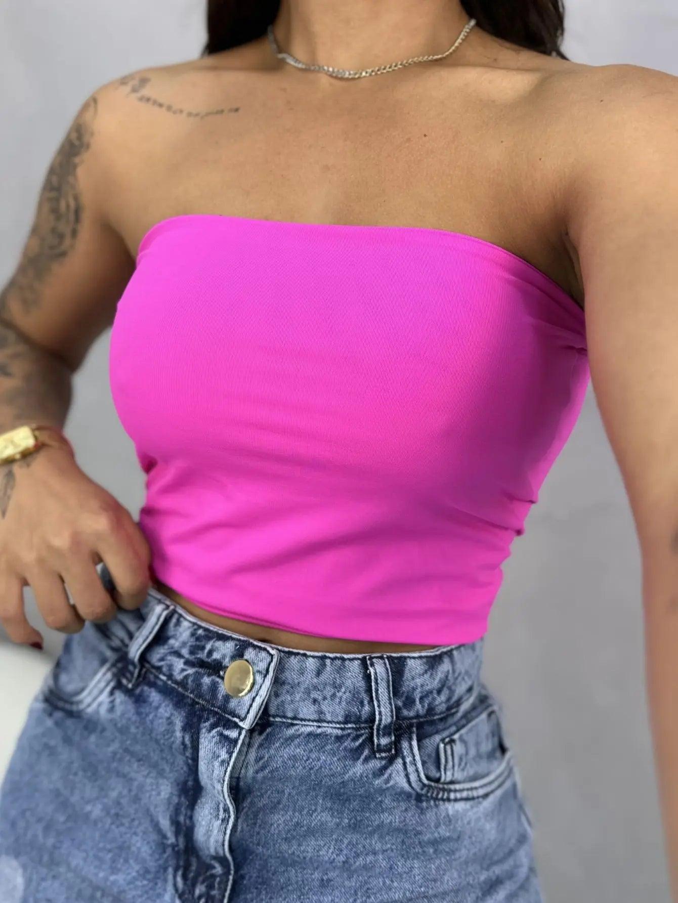 Top Cropped Feminino com Faixa