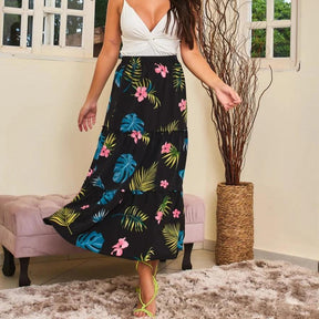 Saia Longa Estampada Floral Feminina