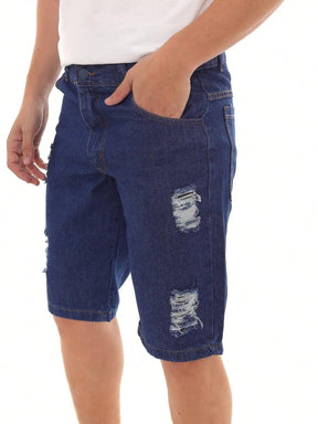 Título: Shorts Jeans Masculino com Detalhes Desgastados