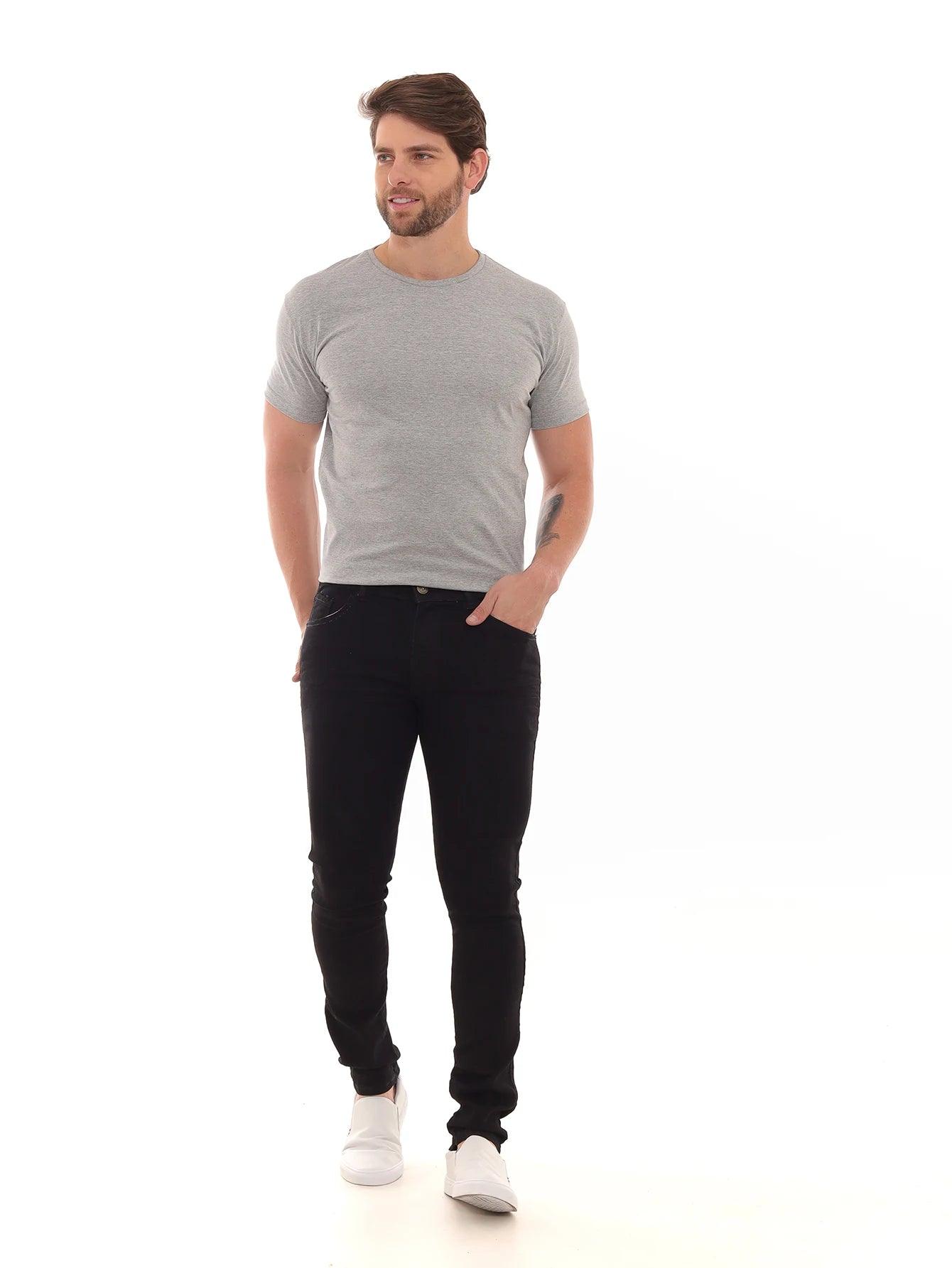 Calça Masculina Skinny Sarja Preta Modelo Comfort