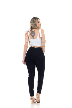 Calça Sarja Skinny Cintura Alta Preto Básico