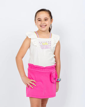 Conjunto Infantil Feminino: Saia e Cropped