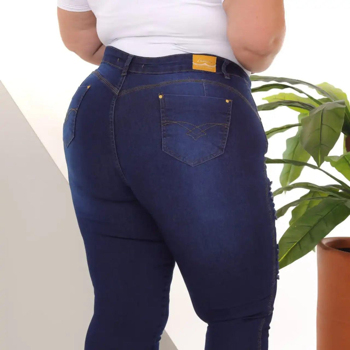 Calça Jeans Skinny Plus Size com Cinta Lipo Modeladora – Milaa