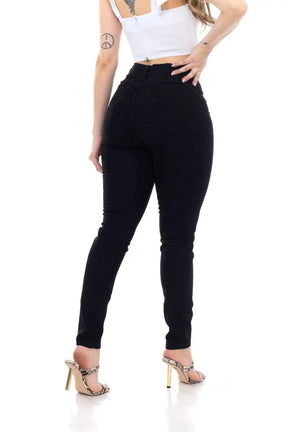 Calça Sarja Skinny Cintura Alta Preto Básico