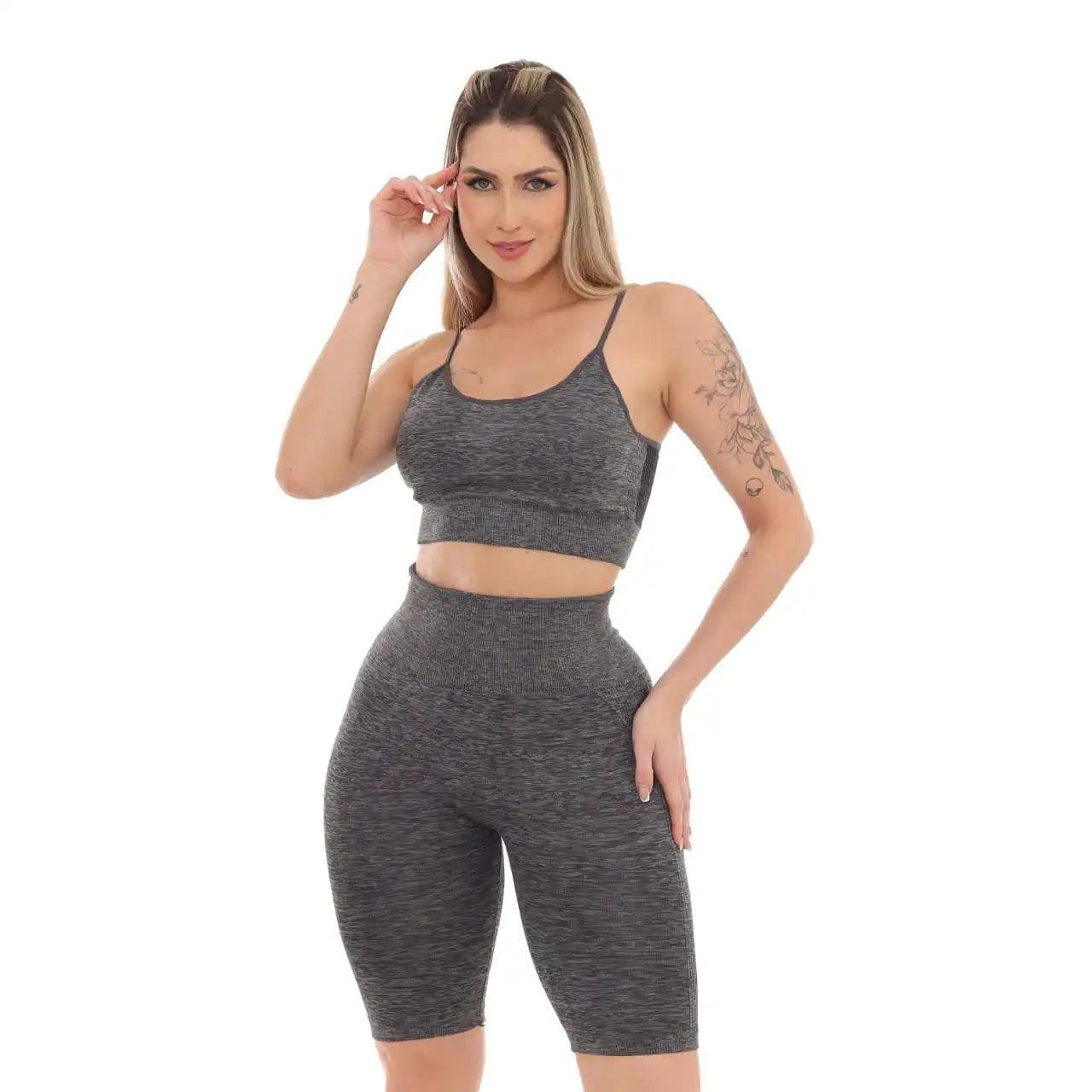 Kit Fitness 3 Peças - Top, Shorts e Calça