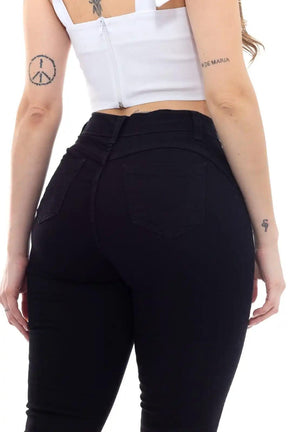 Calça Sarja Skinny Cintura Alta Preto Básico