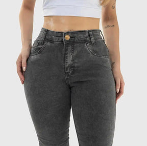 Jeans Femininos Grafite com Efeito Marmorizado