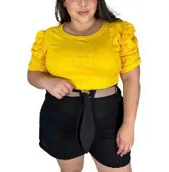 Blusa Feminina Manga Curta Plus Size Estilo Princesa