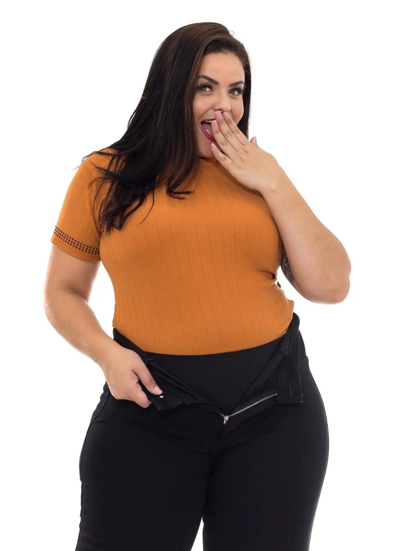 Calça Skinny Plus Size Preta com Cinta Modeladora