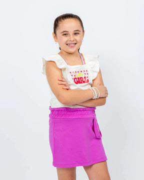 Conjunto Infantil Feminino: Saia e Cropped