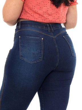 Calça Jeans Skinny Plus Size com Cinta Lipo e Cintura Alta – Milaa