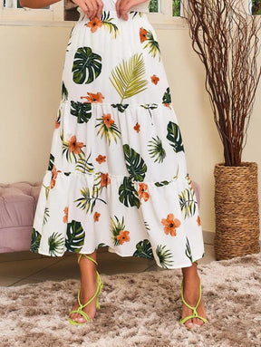 Saia Longa Estampada Floral Feminina