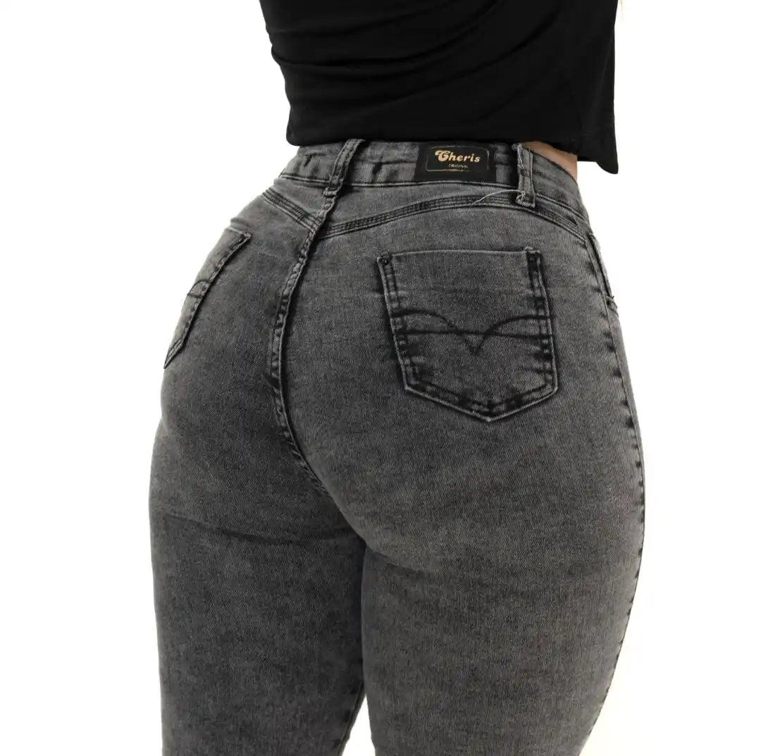 Jeans Femininos Grafite com Efeito Marmorizado