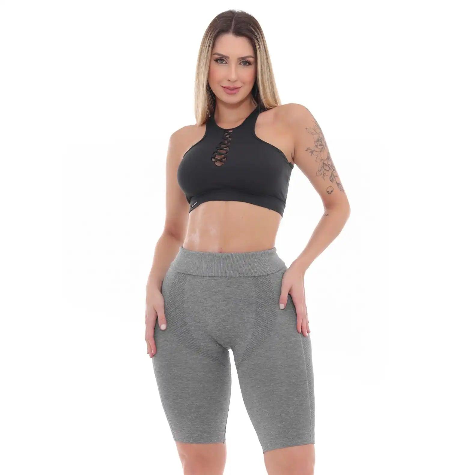 Short Feminina Fitness Cinza Claro