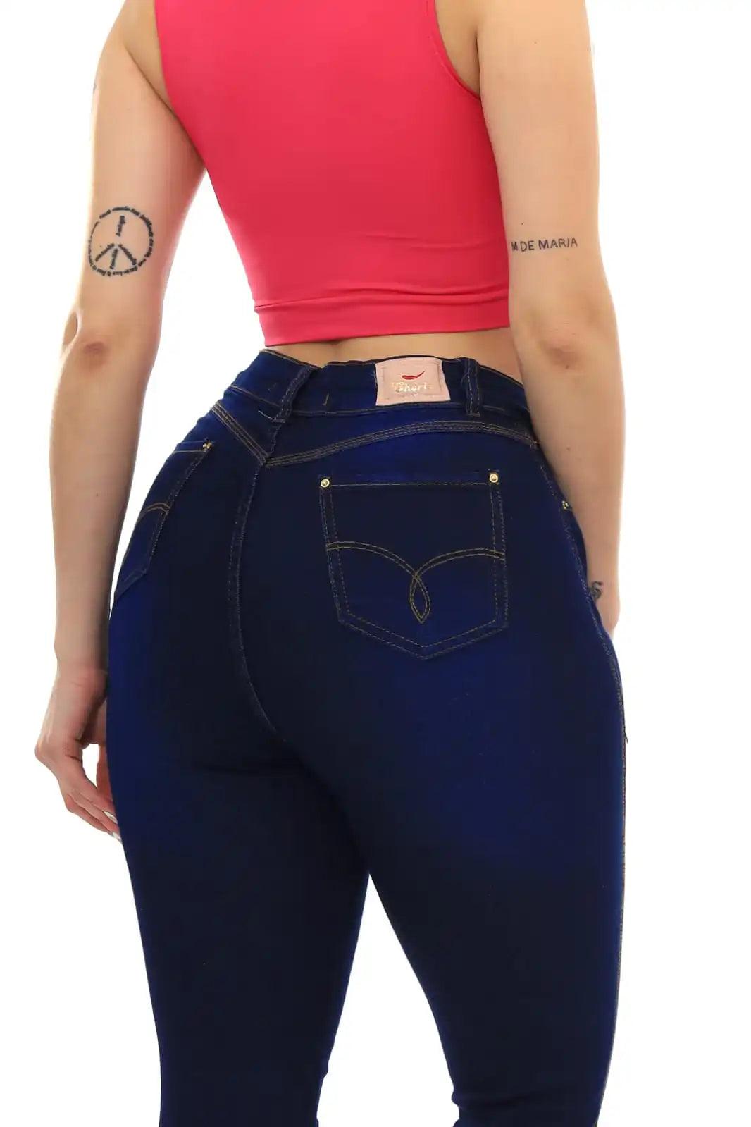 Calça Jeans Skinny Azul Escuro com Cinta