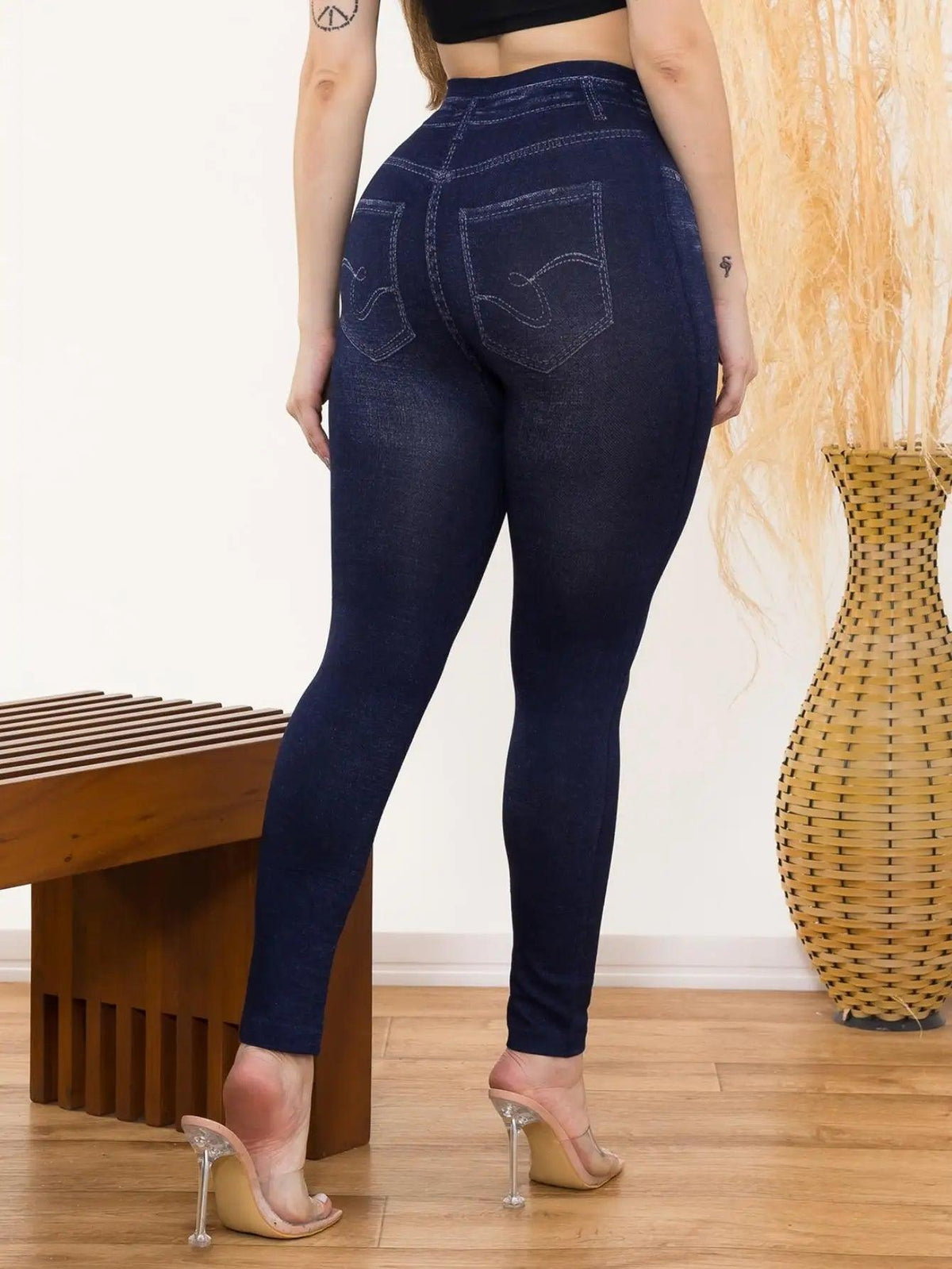 Calça Legging Feminina Estilo Jeans