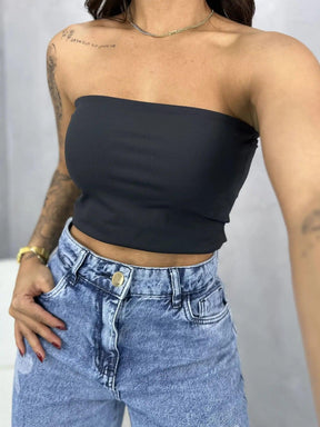 Top Cropped Feminino com Faixa