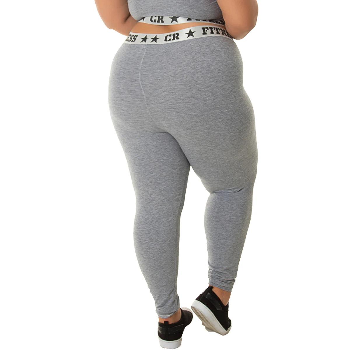 Legging Plus Size Elástica Cintura Alta Fitness