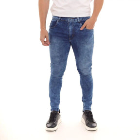 Calça Jeans Super Skinny Masculina Lavagem Azul Marmorizado – Milaa