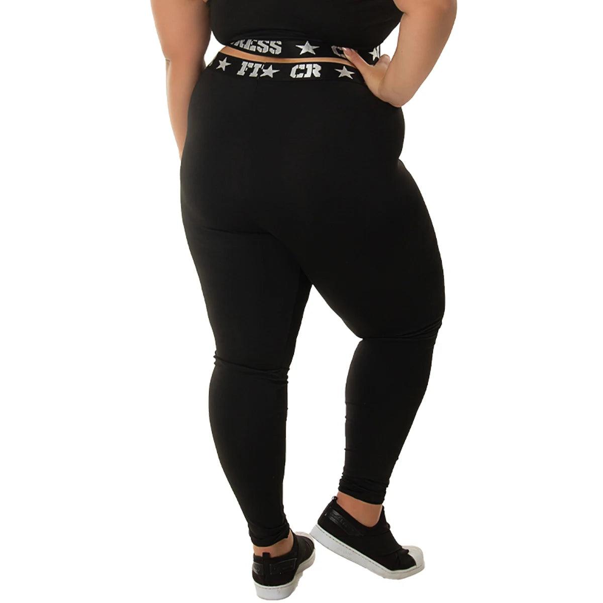 Legging Plus Size Elástica Cintura Alta Fitness