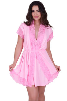 Robe Feminino Curto em Renda com Cinto de Cetim