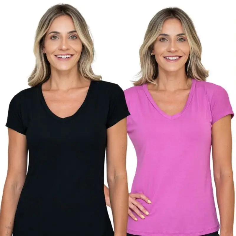 Kit 2 Blusas Básicas V em Viscolycra